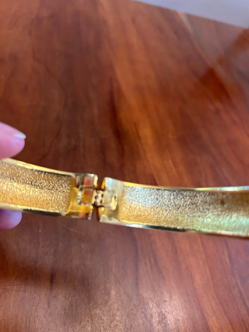Gold-Tone Black Enamel X Accent Bangle Bracelet